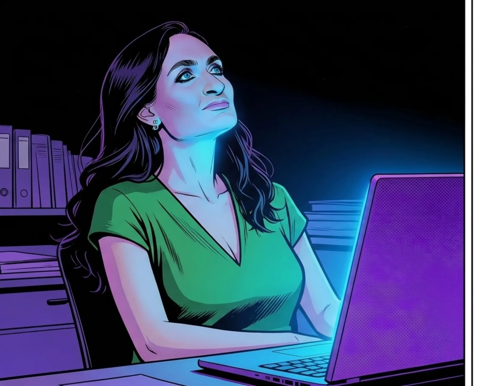 Picture-in-picture inset: Beatriz Villarroel at her desk, thinking — connecting the test dates with the transient counts in her head.
